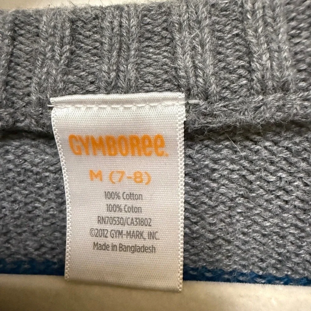 Gymboree Boys Striped Pullover Crewneck Sweater Blue Green Grey M 7-8‎ Snow Days